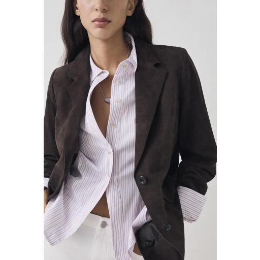 Blazer piel serraje marrón Birkin [1]