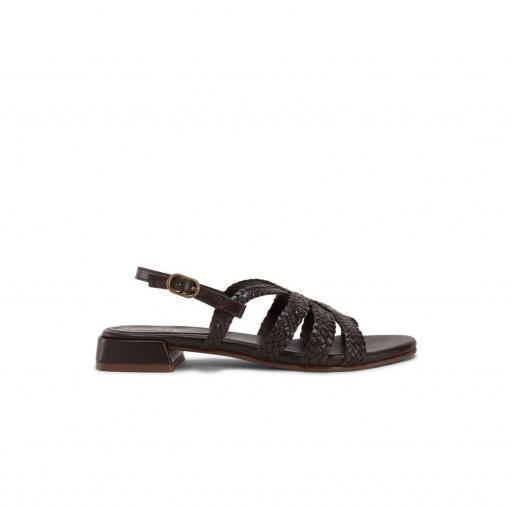 Sandalia piel trenzada Elodie marrón