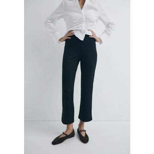 Pantalón largo punto cinturilla elástica negro Capri [1]