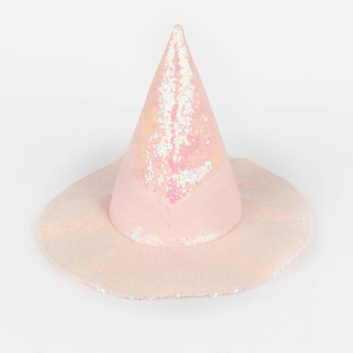 Sombrero de bruja de lentejuelas rosas [0]