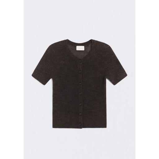 Cardigan manga corta marrón Sabrina