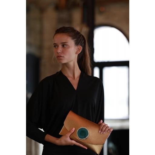 Cartera Midi Dorada Ágata Verde [0]