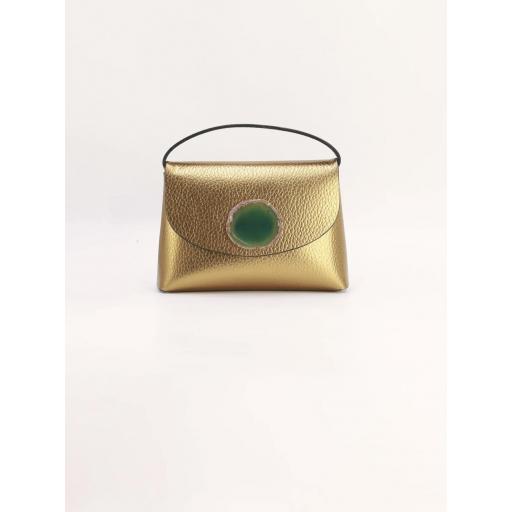 Bolso Ori Grabado Dorado ágata verde