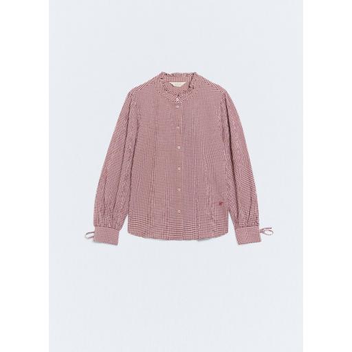 Camisa algodón vichy rojo volante manga abullonada Medine [0]