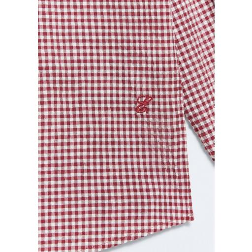 Camisa algodón vichy rojo volante manga abullonada Medine [2]