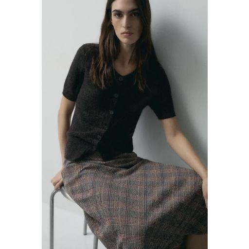 Cardigan manga corta marrón Sabrina