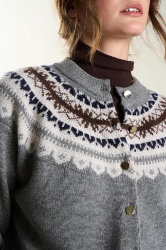 Cardigan gris y marrón Maggy [1]