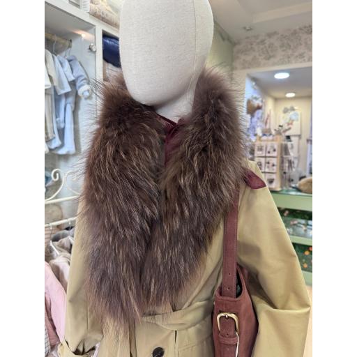 Maxi cuello piel natural mocca [0]