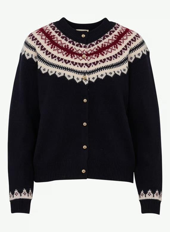 Cardigan greca de lana azul Maggy