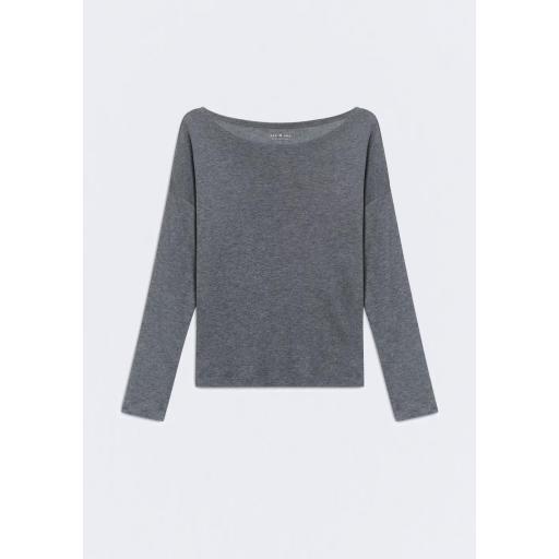 Camiseta manga larga tencel lana cuello barco antracita Akira [3]