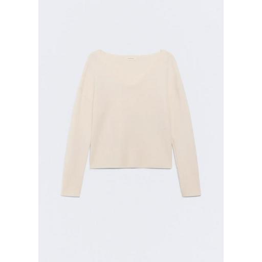 Jersey lana galga media cuello pico crop ecru [4]