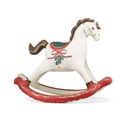 Globo de aluminio Caballo balancín navideño, 118x104 cm