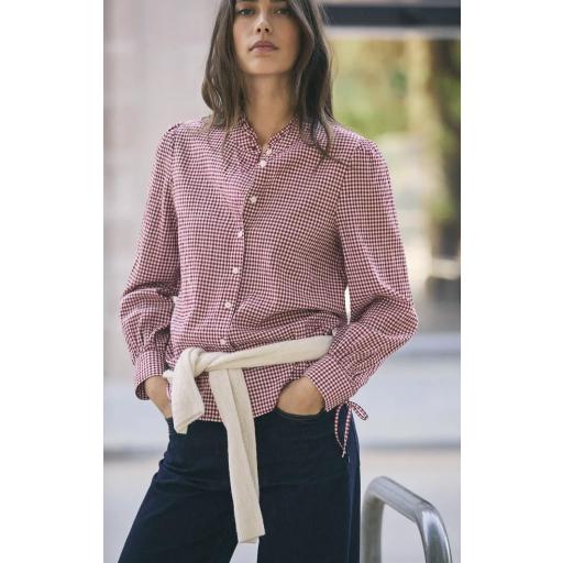 Camisa algodón vichy rojo volante manga abullonada Medine [1]