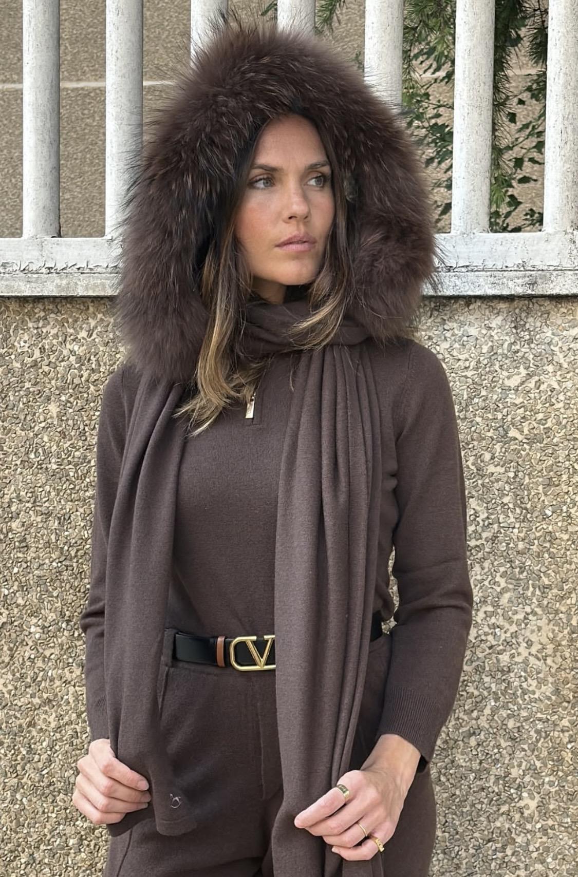 Pashmina capucha cashmere new mocca