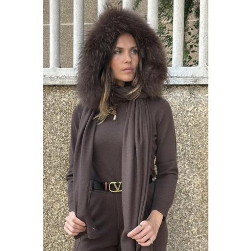 Pashmina capucha cashmere new mocca 