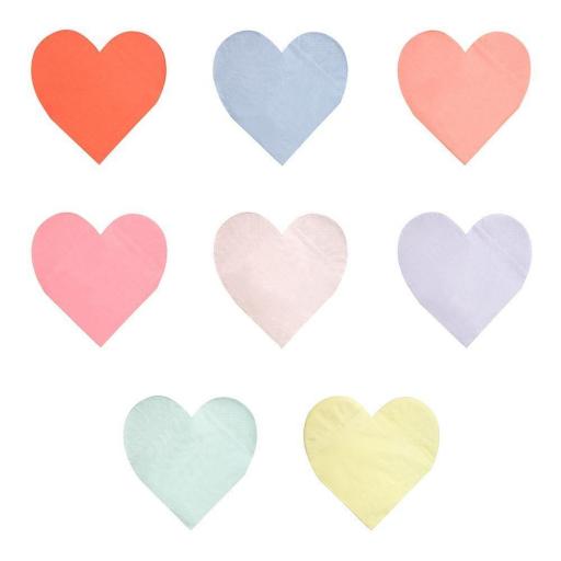 Servilletas grandes corazones en varios colores