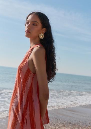 Vestido halter rayas naranja [2]