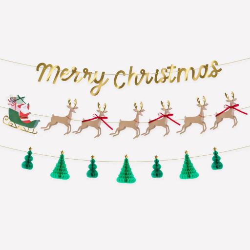 Guirnaldas de Papá Noel, renos y trineo [1]