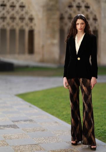 Blazer botón terciopelo liso negro [0]