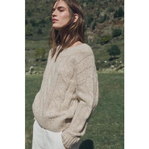 Jersey beige lana cuello redondo Bristol [2]