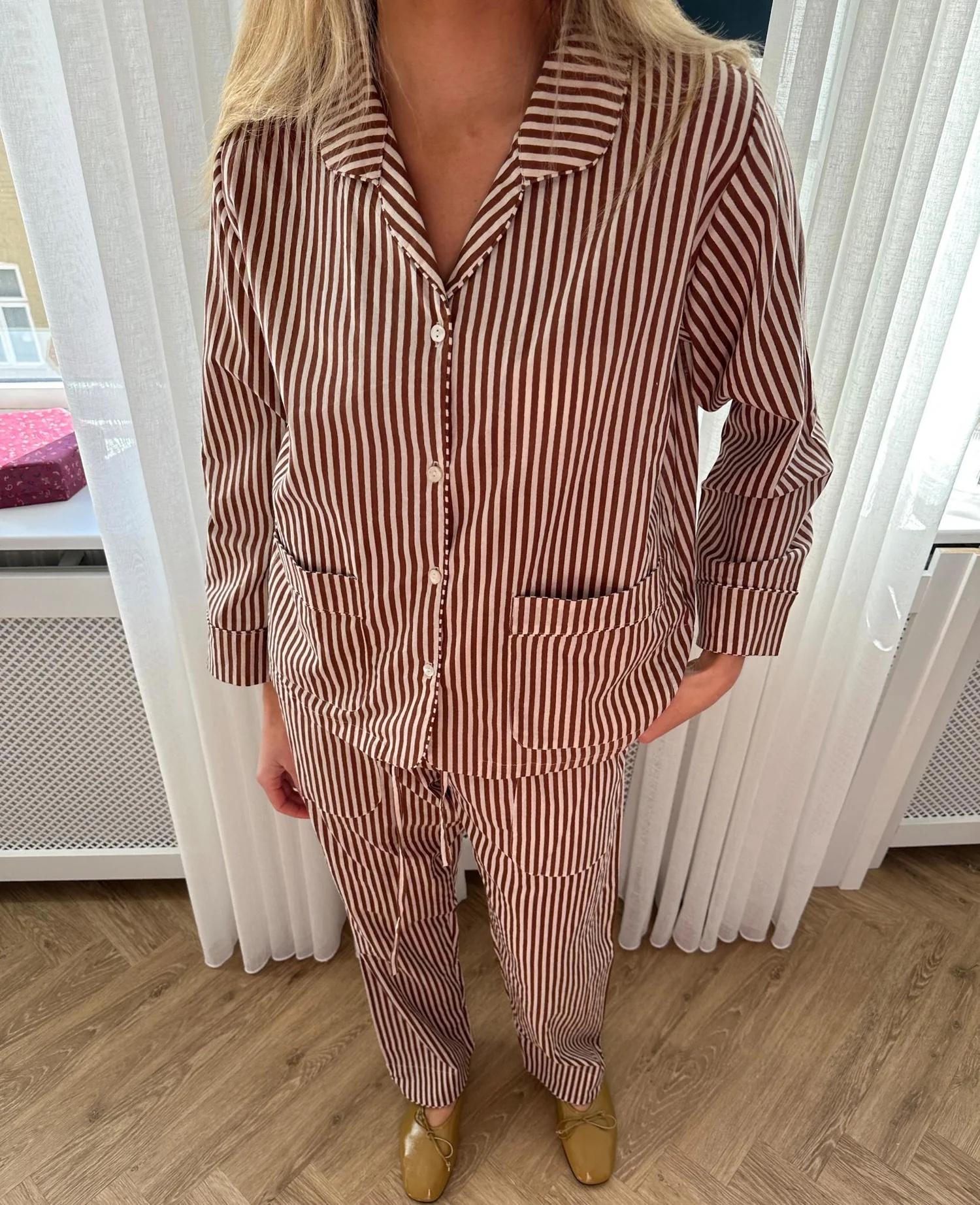 Pijama rayas marrones nuit