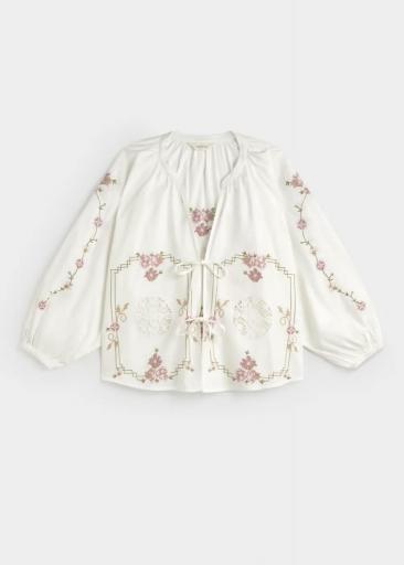 Blusa algodón bordada blanco Teresinha [5]