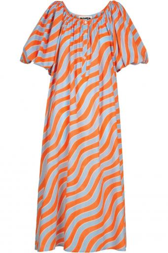 Vestido balloon olas naranja y celeste [0]