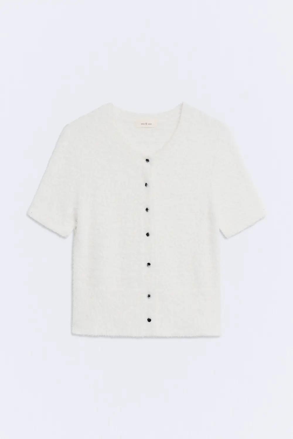 Cardigan Marilyn top blanco punto fino