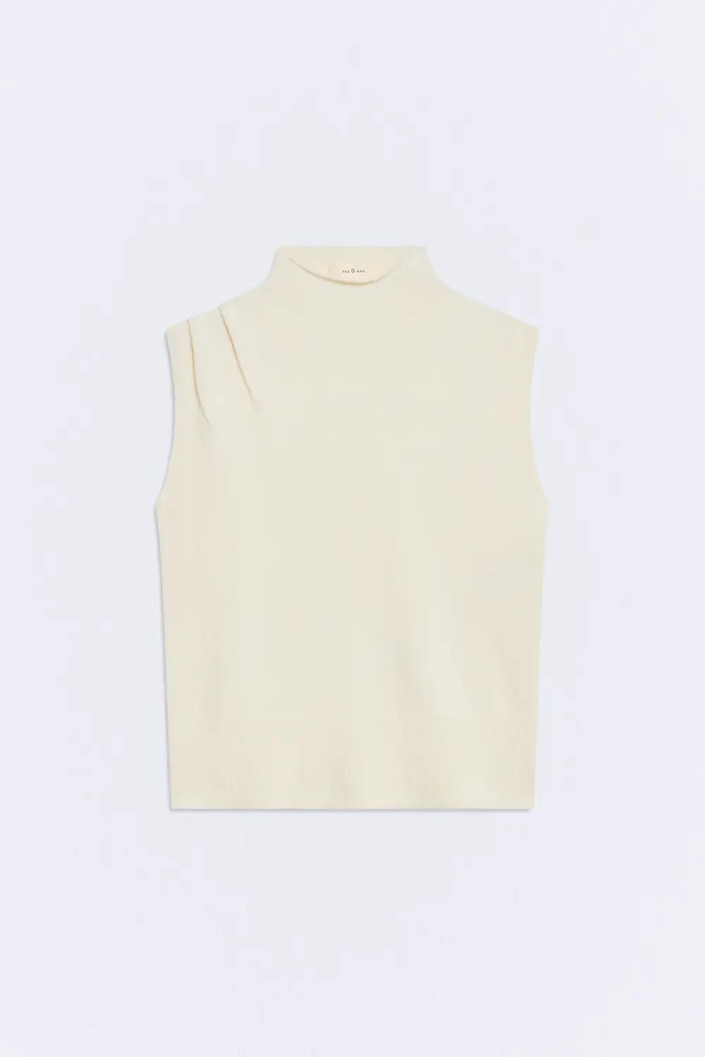 Top Delfos cuello alto blanco