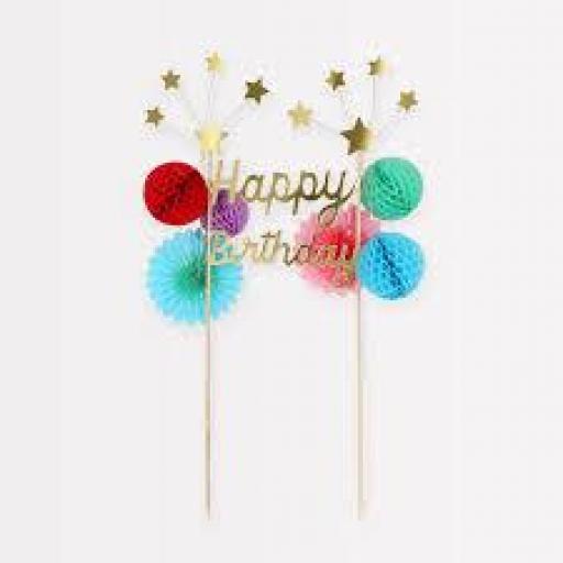 Topper tarta feliz cumpleaños multicolor  [1]