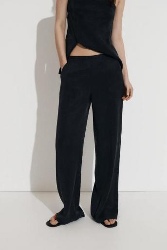 Pantalón lyocell fluido carbón