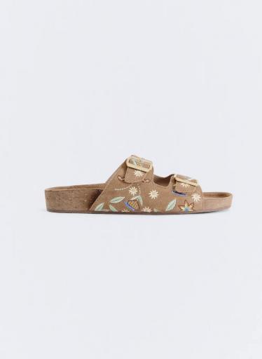 Sandalia piel flores Woodstock