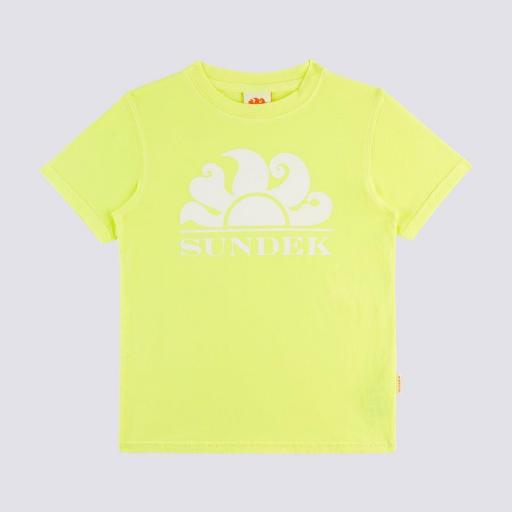 Camiseta de algodón teñido fluo amarillo