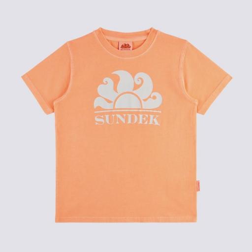 Camiseta de algodón teñido fluo naranja