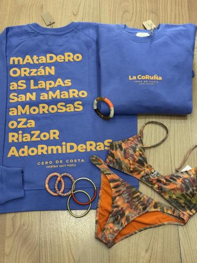 Sudadera azul tiza/naranja  "La Coruña"