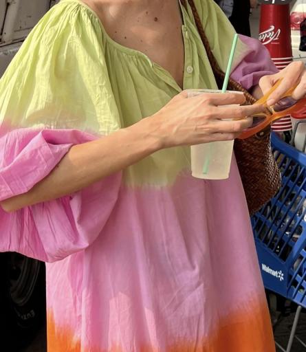 Vestido ballon verde tie dye