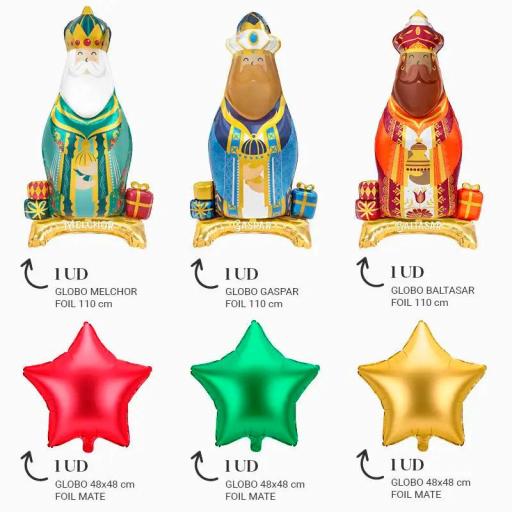 Set Globos con Base Foil Reyes Magos y Estrellas [1]