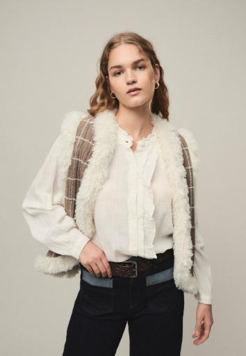 Chaleco de pelo y cuadros Greta [1]