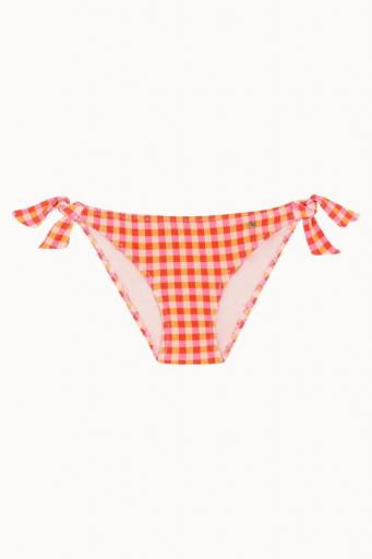 Top de bikini de triángulo de cuadros  rosa flúor y naranja con braguita clásica normal [2]