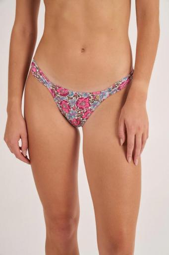 Top de bikini con volante y estampado floral con braguita brasileña [2]