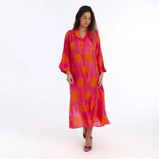 Vestido kurta fucsia seda Maia [1]
