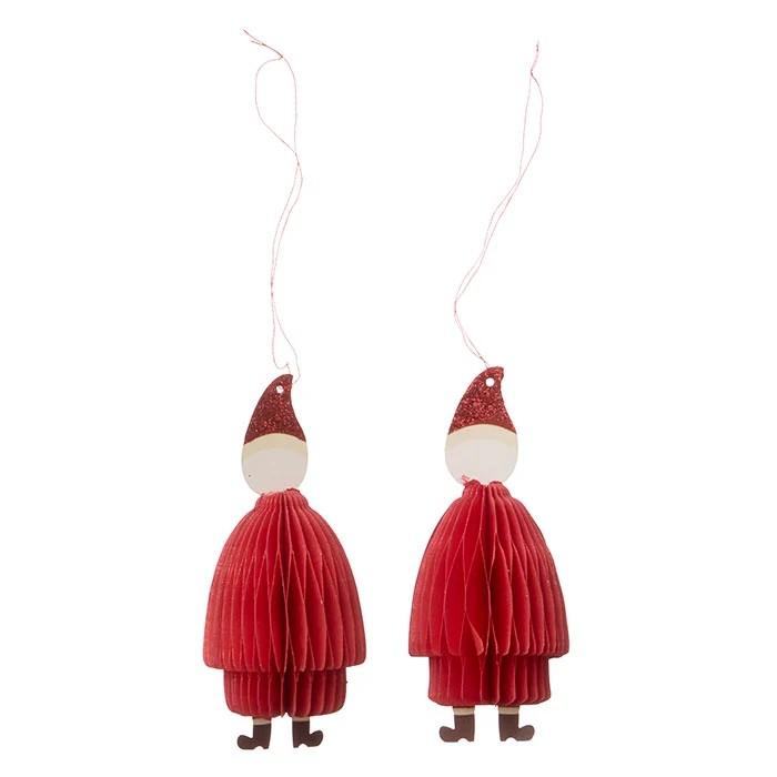 Papá Noel de panal de abeja 11cm rojo 2 piezas