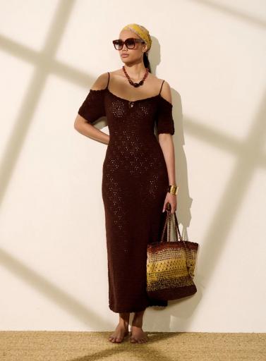 Vestido largo marrón de punto alma