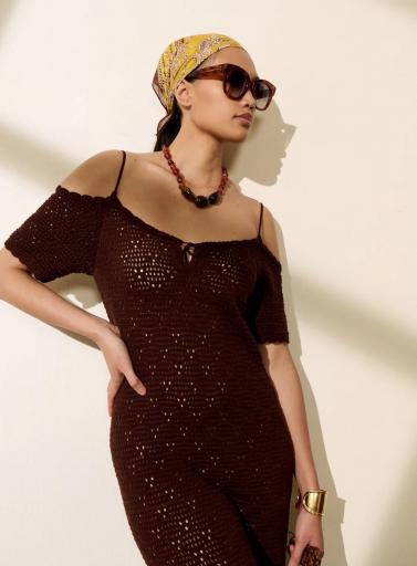 Vestido largo marrón de punto alma [2]