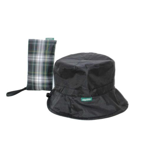 Gorro de agua liso más funda cuadros negro