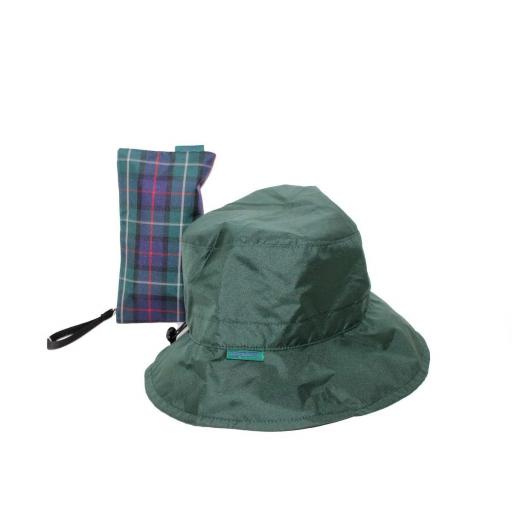 Gorro de agua liso más funda cuadros verde