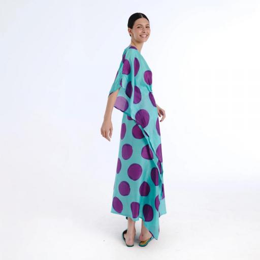 Kaftán Riko azul seda [1]