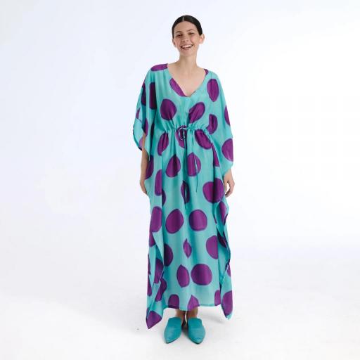 Kaftán Riko azul seda [0]