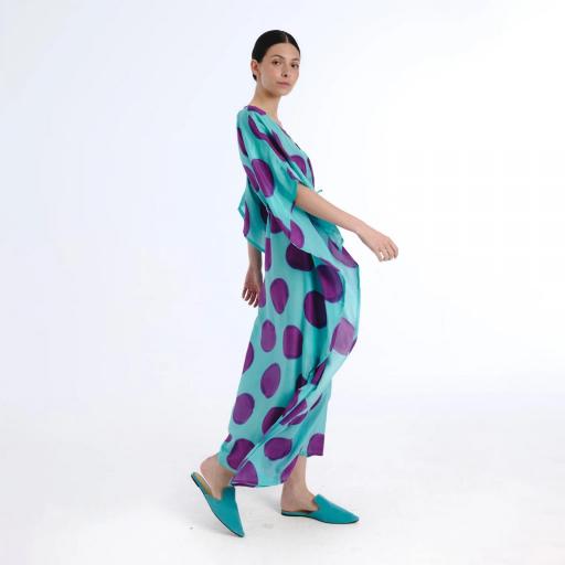 Kaftán Riko azul seda [2]