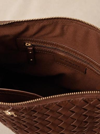 Bolso grande de cuero trenzado marrón Serion [2]